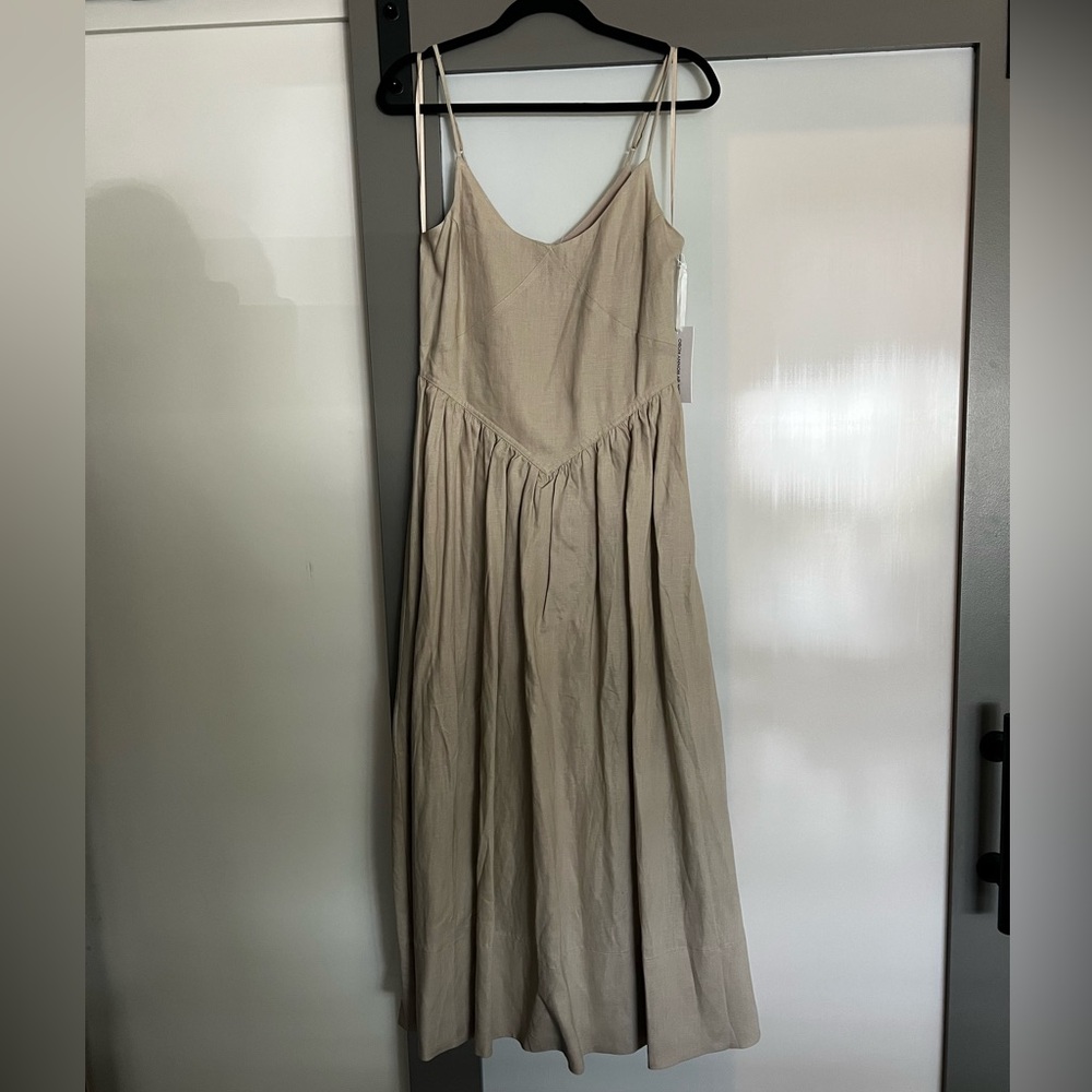 Torn by Ronny Kobo Beige The Camila Dress Midi Dress Medium - Picture 6 of 9